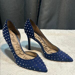 Sexy Sam Edelman Navy Studded Heels size 8.5 Royal Blue